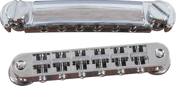 TonePros Standard Locking Tune-o-matic/Tailpiece Set (small posts/notched saddles) Nickel