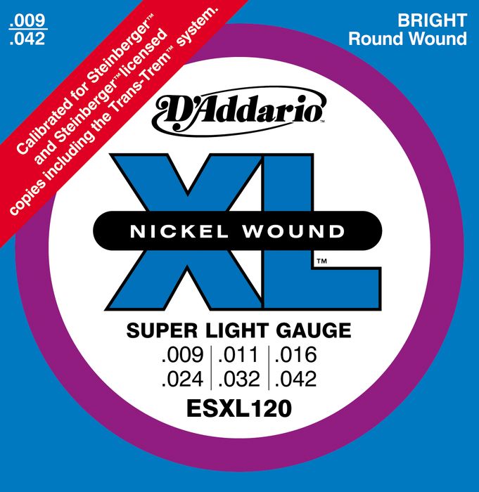 D'Addario ESXL120 Nickel Double Ball End Super Light Electric Guitar Strings