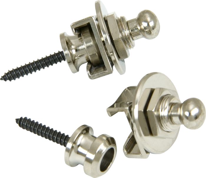 Schaller Guitar Strap Locks and Buttons (Pair) Nickel