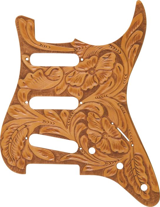 El Dorado Hand-Tooled Strat Pickguard Brown